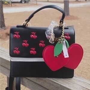 Betsey Johnson Black Mini Bag with Red Cherry Accents